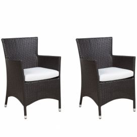 Sada dvou hnědých ratanových židlí ITALY