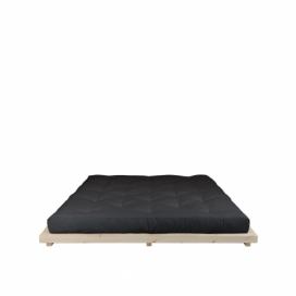 Dvoulůžková postel z borovicového dřeva s matrací Karup Design Dock Comfort Mat Natural Clear/Black, 180 x 200 cm