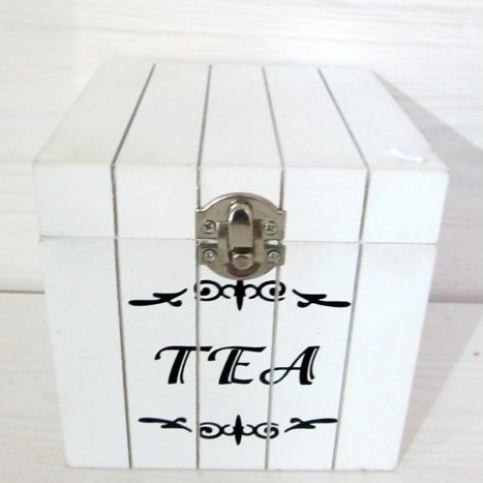 Dřevěná bílá krabička na čaj UV0023 - M DUM.cz