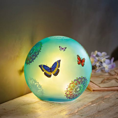 LED Skleněná koule Motýl - Velký Košík