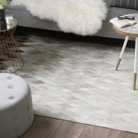 Šedobílý kožený koberec MALDAN 160 x 230 cm