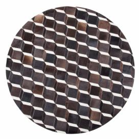 Kožený koberec hnědý ⌀ 140 cm ALPKOY
