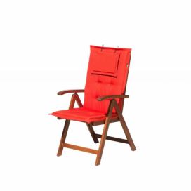 Zahradní dřevěná židle se světle červenou poduškou TOSCANA