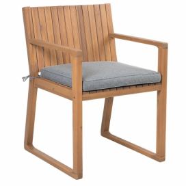 Dřevěná zahradní židle s šedým polštářem SASSARI