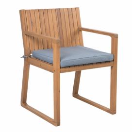 Dřevěná zahradní židle s modrým polštářem SASSARI
