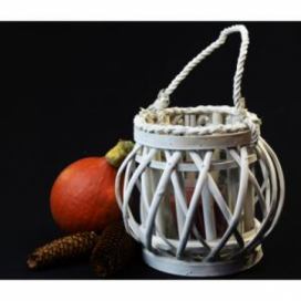 Vingo Proutěná lucerna bílá - 18 x 17 cm