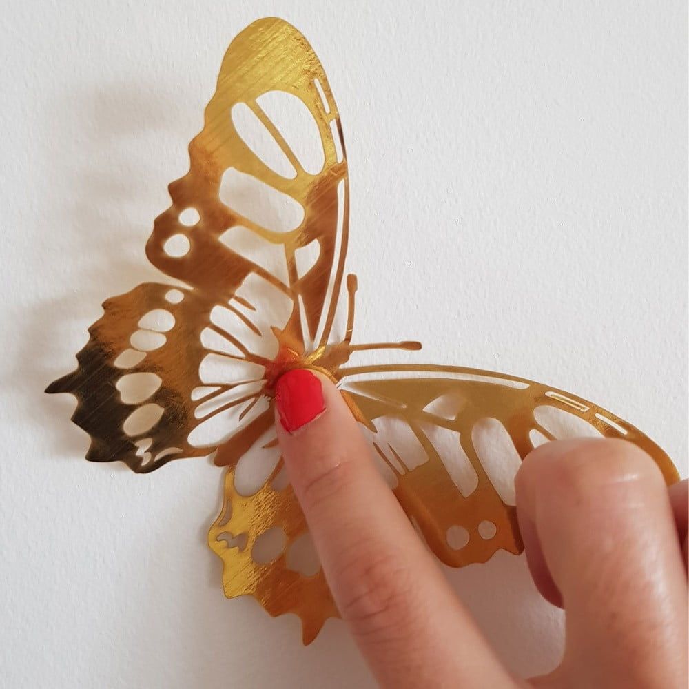 Sada 36 samolepicích nástěnných motýlů ve zlaté barvě Ambiance Butterflies Gold - Bonami.cz