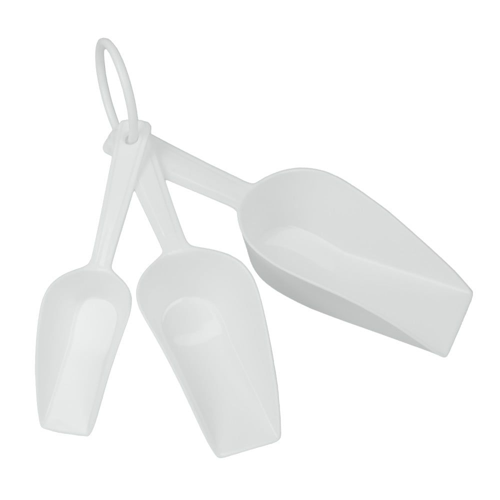 Sada 3 bílých plastových odměrek ve tvaru lopatky Metaltex Scoops - Bonami.cz