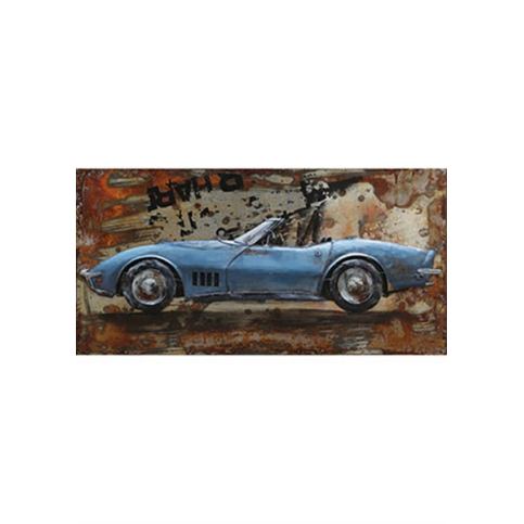 Obraz - modré auto, ruční olejomalba na kovu - Rafni