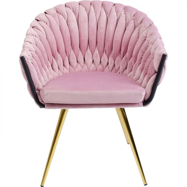 Růžová polstrovaná židle s područkami Knot - KARE
