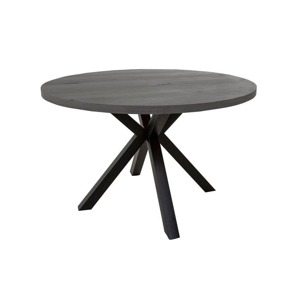 Šedý kulatý jídelní stůl s černýma nohama Canett Maison, ø 120 cm - Bonami.cz