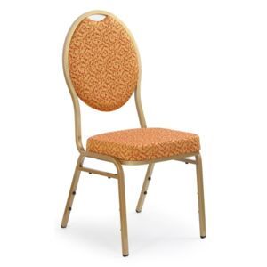 K67 židle zlatá, Sedák s čalouněním, Nohy: ocel, látka, barva: oranžová, bez područek kov - Favi.cz