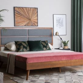 Tmavě hnědá dřevěná postel s rámem POISSY 160 x 200 cm