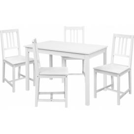 Jídelní stůl 8848B bílý lak + 4 židle 869B bílý lak Mdum