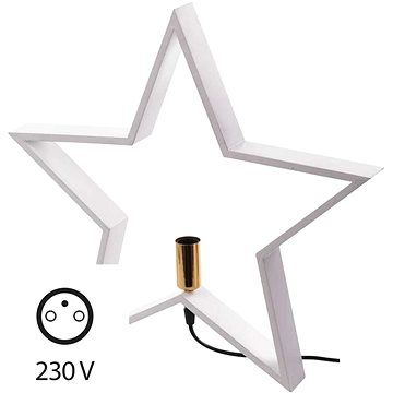 Svícen na žárovku E14 dřevěný bílý, hvězda, 48cm, vnitřní - alza.cz
