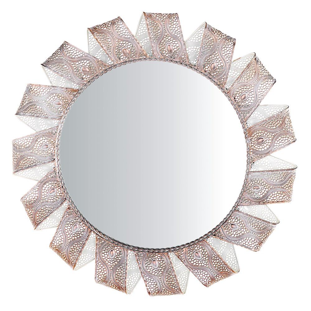 Nástěnné zrcadlo ø54 cm bílá měď MANGALORE - Beliani.cz