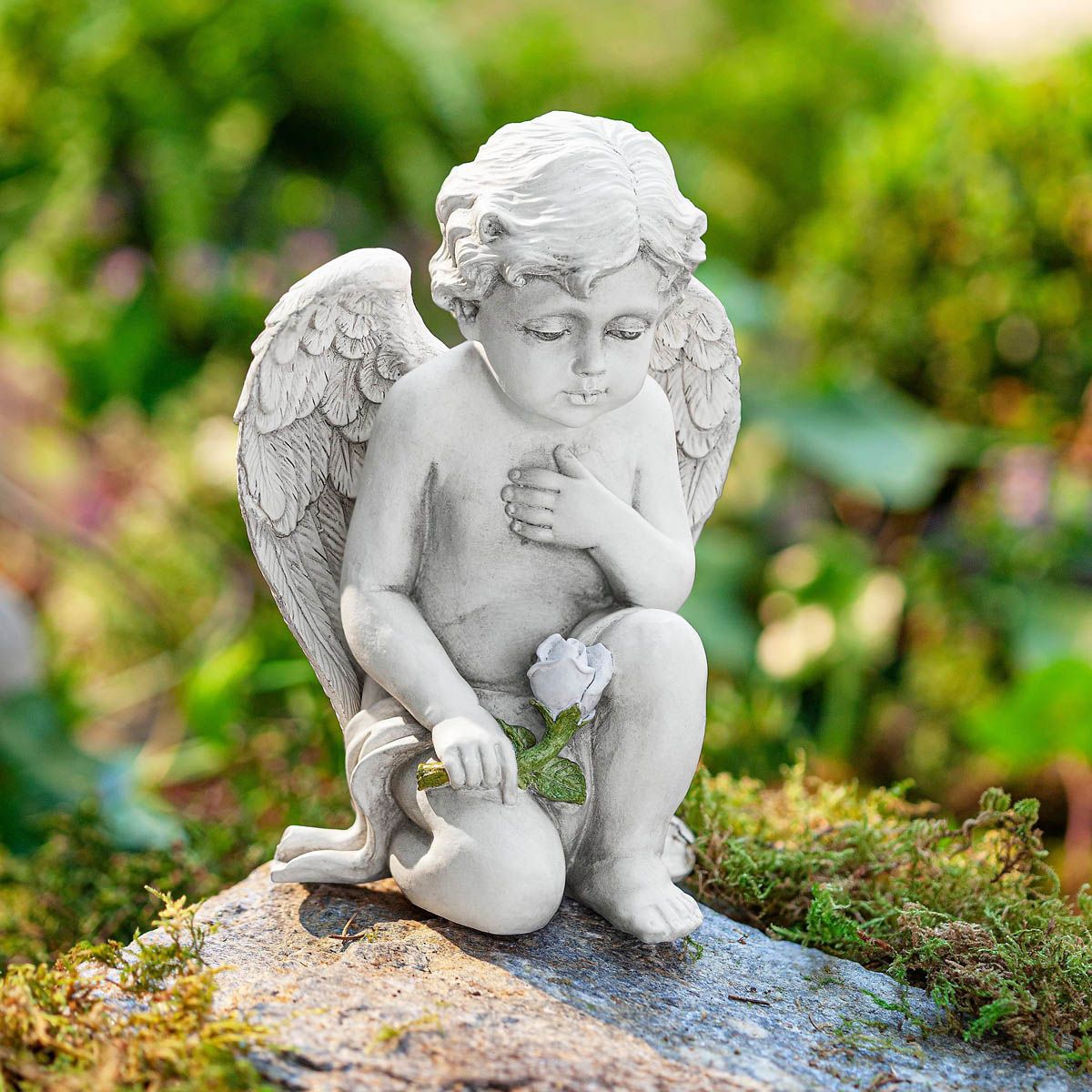 Hřbitovní dekorace Anděl s růží - Velký Košík