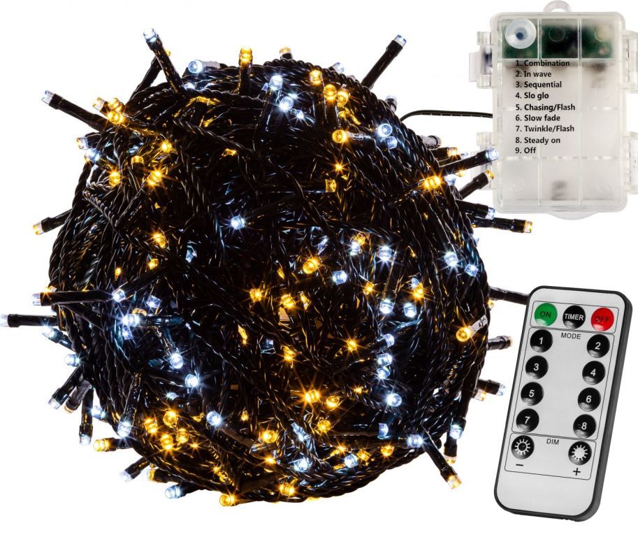 VOLTRONIC® Vánoční řetěz 5 m, 50 LED, teple/stud.bílý+ovladač - Kokiskashop.cz