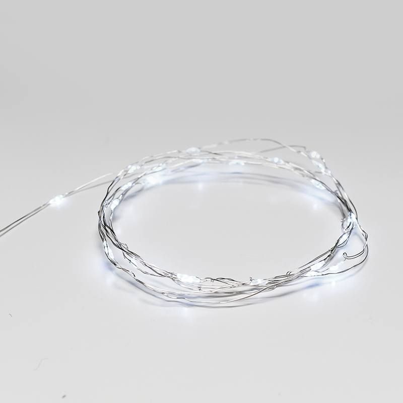 ACA DECOR LED dekorační stříbrná girlanda, studená bílá, 2xCR2032, 200 cm, IP44 venkovní - STERIXretro