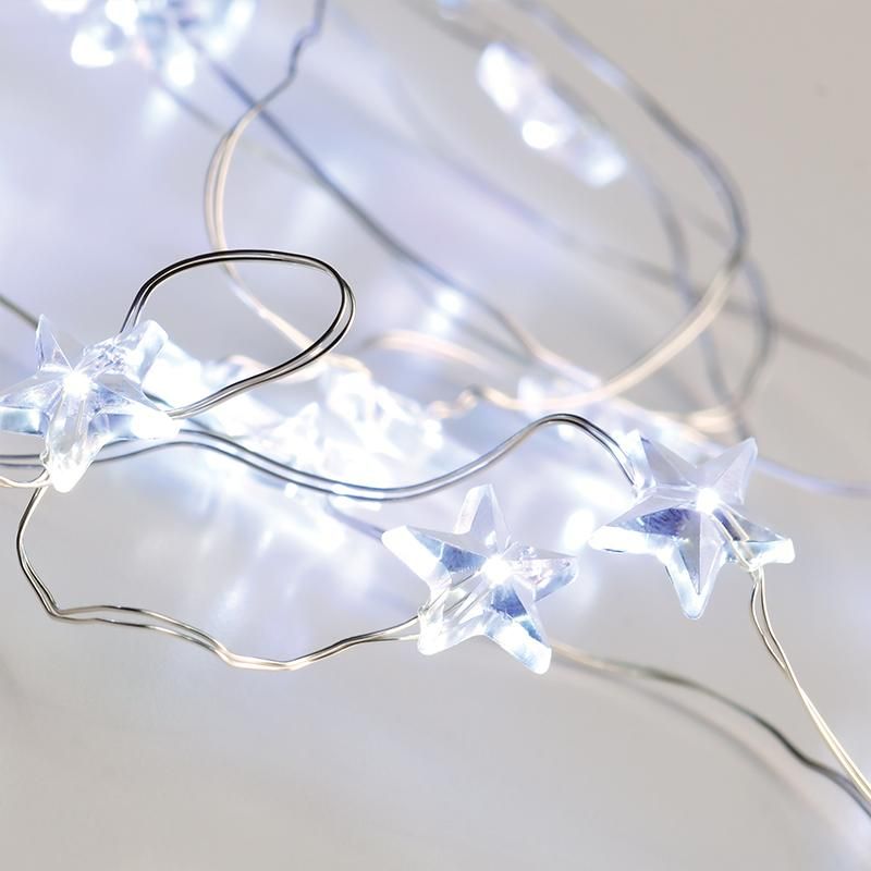 ACA DECOR LED vánoční/dekorační girlanda - hvězdičky, studená bílá barva, 200 cm, IP20, 2xAA - STERIXretro