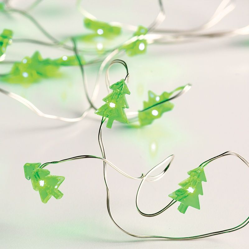 ACA DECOR LED vánoční/dekorační girlanda - stromečky, zelená barva, 200 cm, IP20, 2xAA - STERIXretro