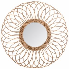 Atmosphera Závěsné zrcadlo s dekorativní proutěnou růžicí, unikátní nástěnná dekorace v tkaném rámu