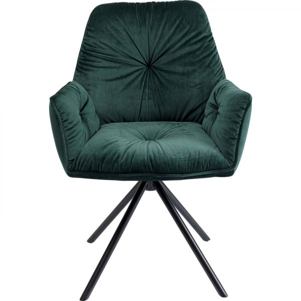 Zelená čalouněná židle s područkami Mila - KARE