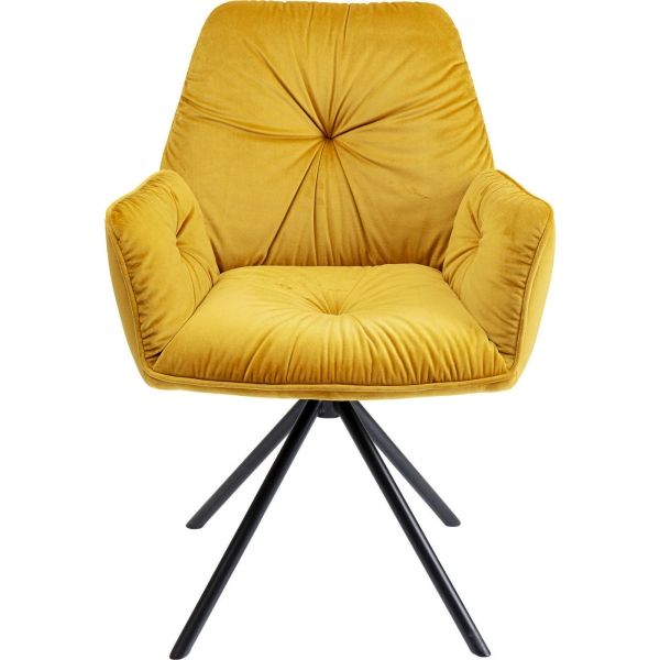 Žlutá čalouněná židle s područkami Mila - KARE