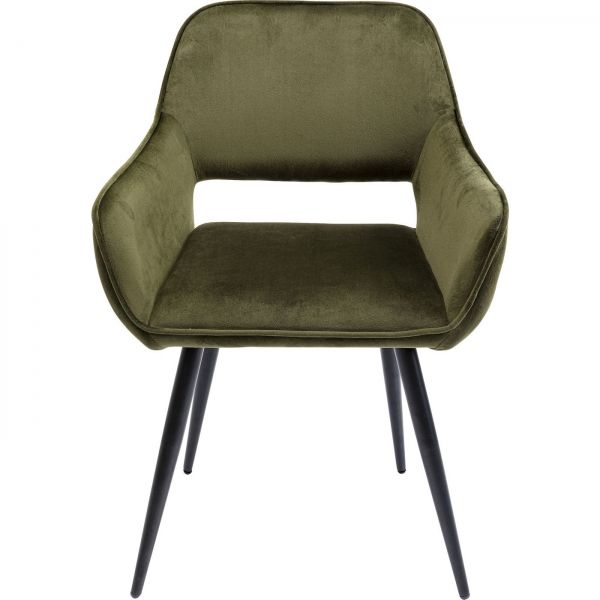 Olivově zelená čalouněná židle s područkami San Francisco - KARE