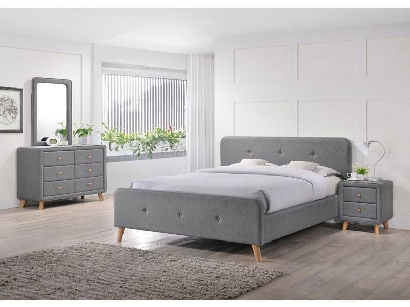 Čalouněná postel MALMO 140x200 cm šedá Matrace: Matrace Coco Maxi 23 cm - Výprodej Povlečení