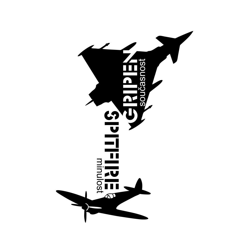  Spitfire minulost, Gripen současnost - samolepící nápis na stěnu  - Pieris design
