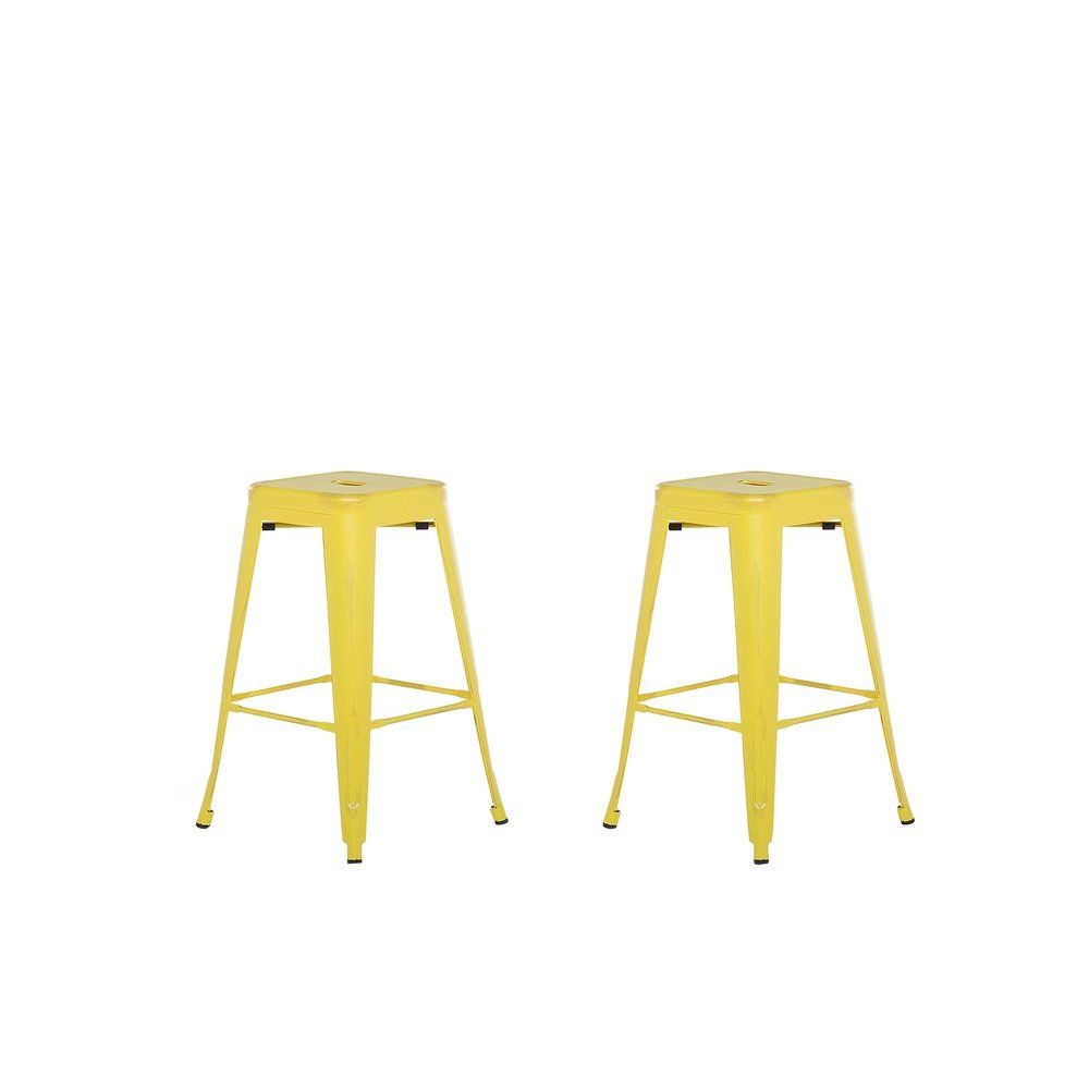 Sada 2 ocelových barových stoliček 60 cm žluté/zlaté CABRILLO - Beliani.cz