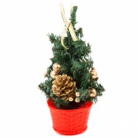 Vánoční stromek s mašlí zlatá, 20 cm