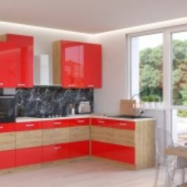 Stolarz kuchyňská linka ARTISAN červená  Rozměr: rohová 275x140 cm