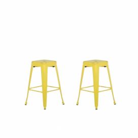 Sada 2 ocelových barových stoliček 60 cm žluté/zlaté CABRILLO