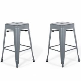 Sada 2 ocelových barových stoliček 60 cm šedé CABRILLO