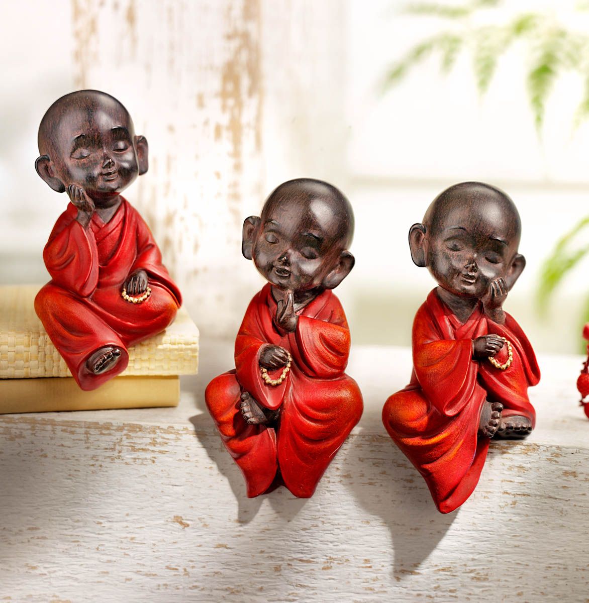 Figurky Malí sedící mniši, sada 3 ks - Velký Košík