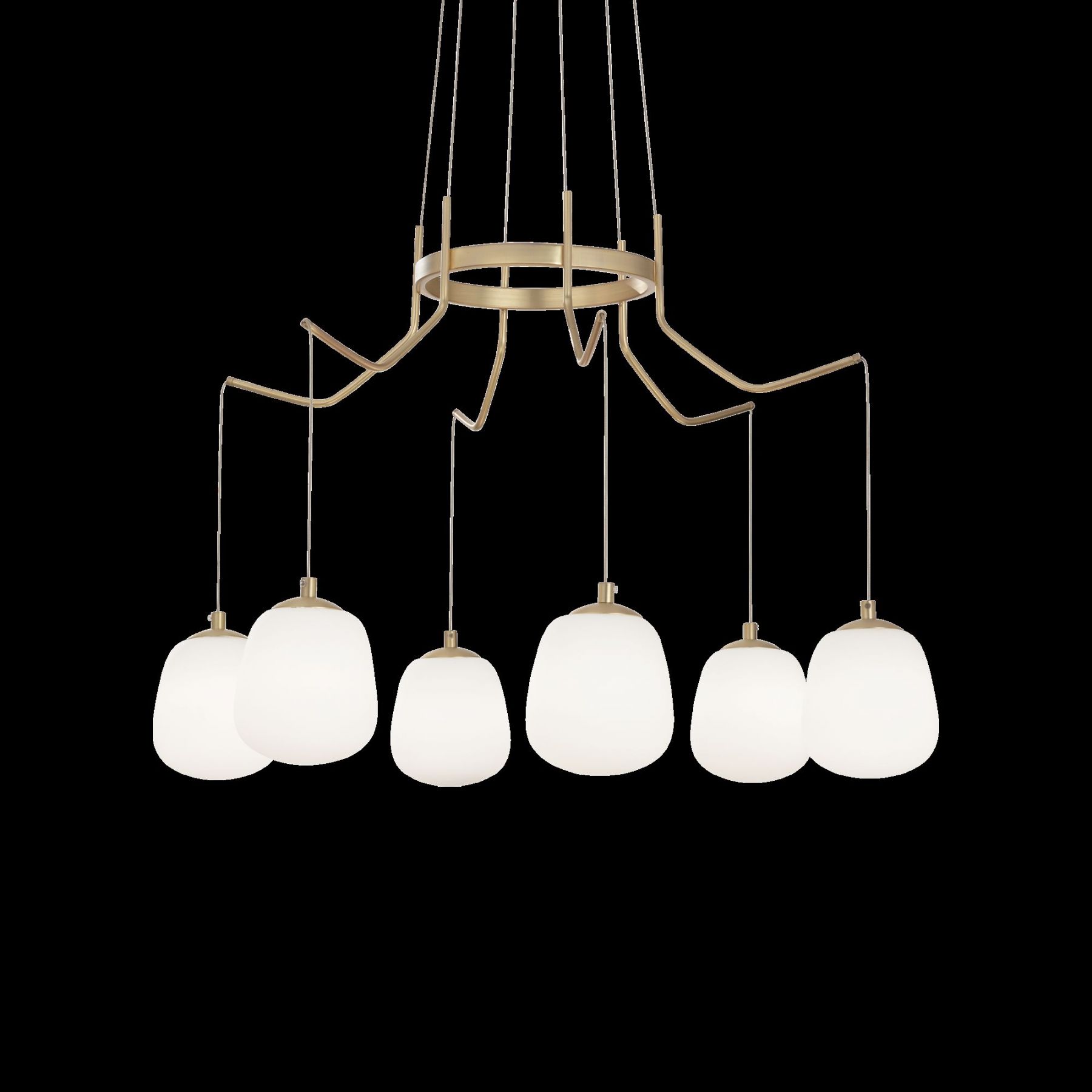 Ideal Lux 206387 závěsné stropní svítidlo Karousel 6x15W|G9 - bílá, mosaz - Dekolamp s.r.o.