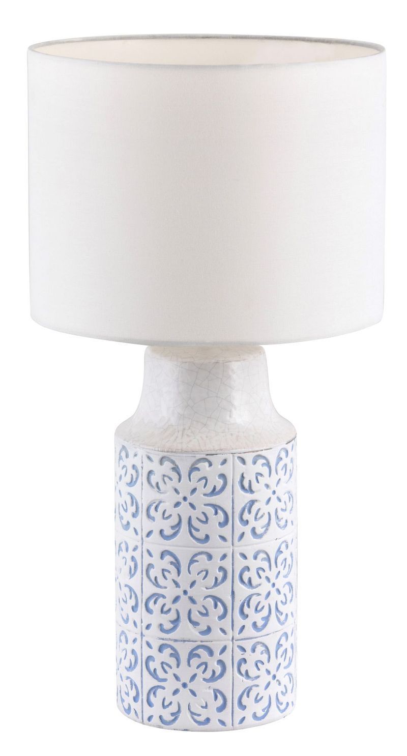 RABALUX 4309 Agnes textilní lampička E27 1x40W bílá/modré - Svítidla FEIM