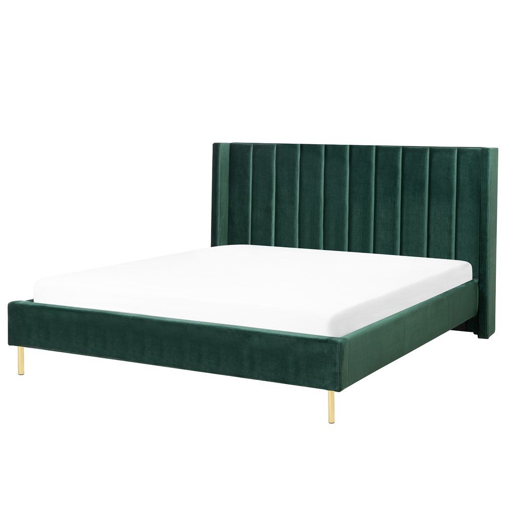 Sametová postel VILLETTE zelená 160x200 cm - Beliani.cz