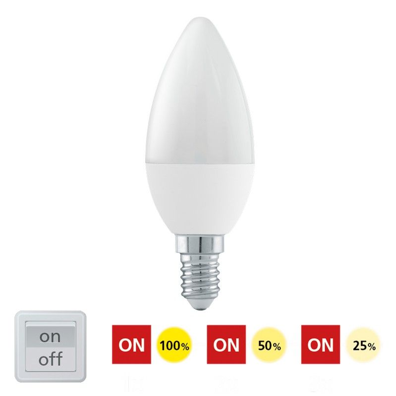 LED žárovka stmívatelná stiskem vypínače LED 6W 470lm E14 C37 - 11582 - Eglo - Svítidla FEIM