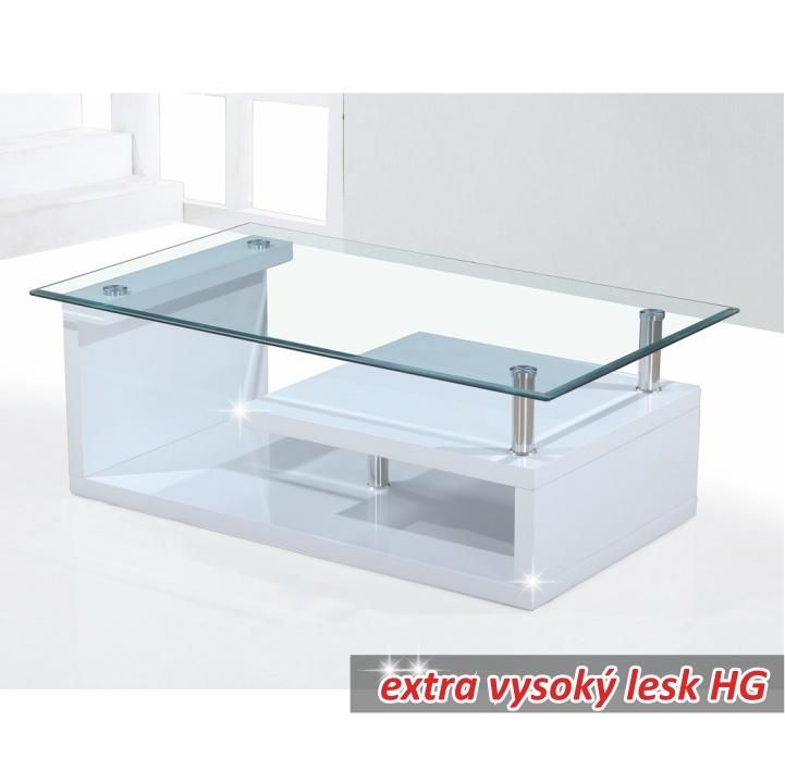Konferenční stolek, sklo/bílá extra vysoký lesk HG, JULIEN 0000015120 Tempo Kondela - DEKORHOME.CZ