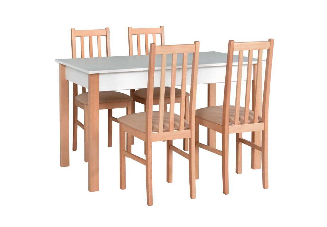 Jídelní sestava BLANC 2, stůl + 4x židle, bílá/buk/látka 14 - Expedo s.r.o.