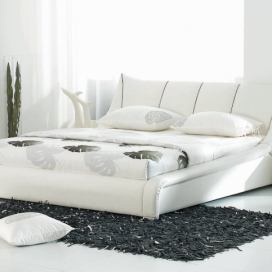 Bílá kožená postel 140 x 200 cm NANTES