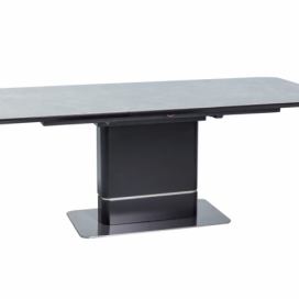 Stůl PALLAS CERAMIC šedý mramorový efekt/Černý MAT 160(210)x90