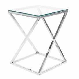 Stříbrný stolek se skleněnou deskou BEVERLY