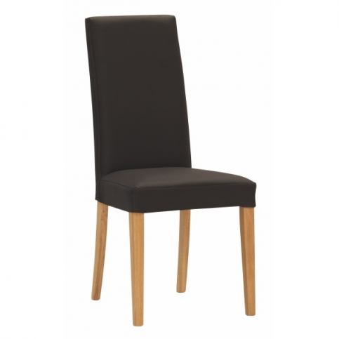 Židle Nancy, čalouněná (dub masiv/kůže marrone) - Rafni
