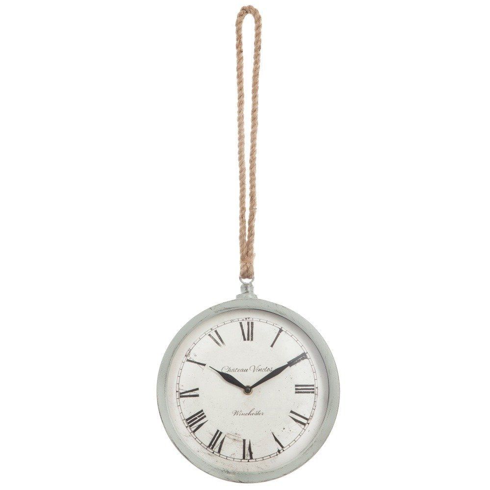 Nástěnné hodiny na laně, závěsné dekorativní hodiny Atmosphera, O26 cm šedá barva - EMAKO.CZ s.r.o.
