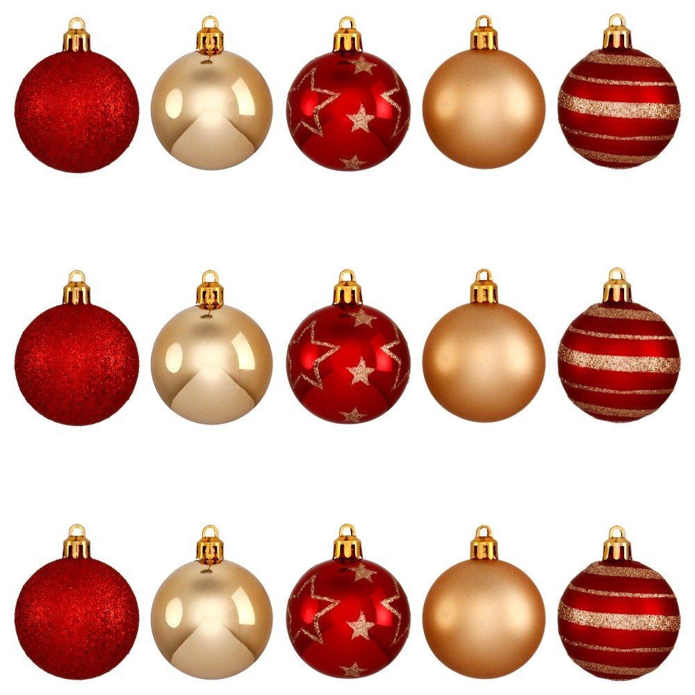 Fééric Lights and Christmas Vánoční koule LUSS DECO, červená  a zlatá barva, sada 15 ks - EMAKO.CZ s.r.o.