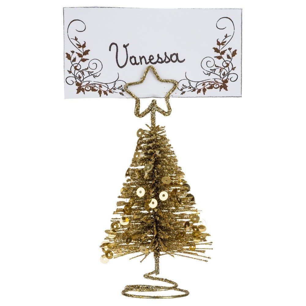 Fééric Lights and Christmas Držák karty ve tvaru vánočního stromku, barva zlatá - EMAKO.CZ s.r.o.